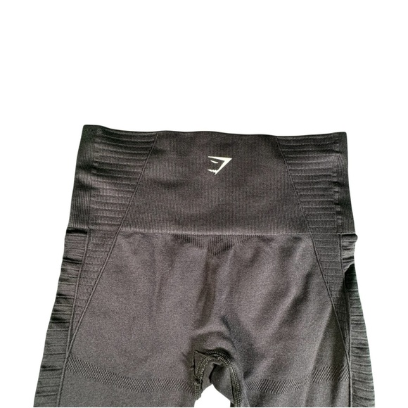 Gymshark Leggings XS Black Seamless Cropped Laser Cut High Waist Workout Pants - Picture 9 of 9